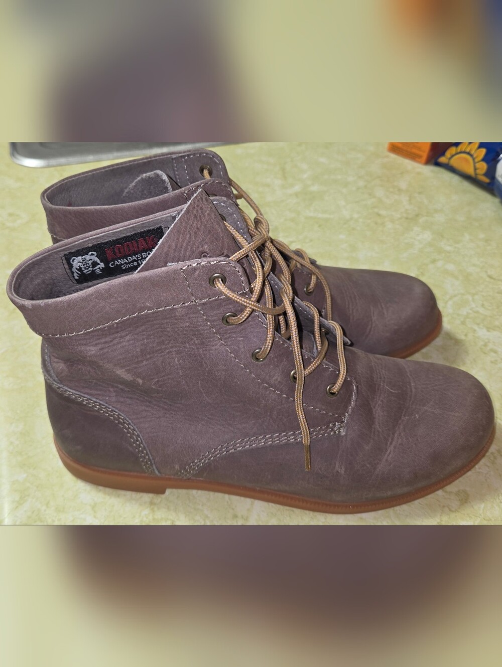 Kodiak Brown Leather Lace-Up Ankle Boots